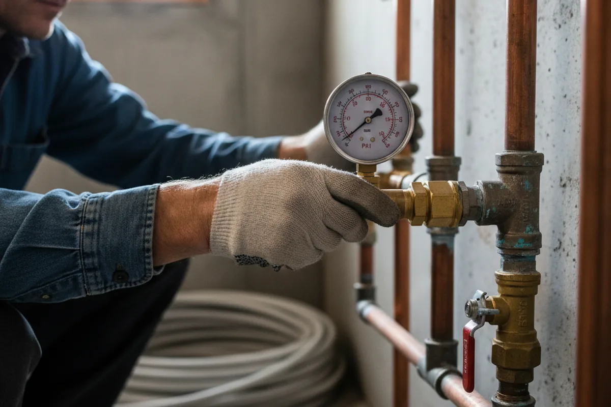 Pressure testing a repaired line during Water Line Repair in Hernshaw